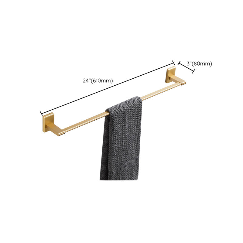 Golden Modern 5-Piece Bathroom Accessory Set Brushed Brass Towel Bar/Paper Holder Clearhalo 'Bathroom Hardware Sets' 'Bathroom Hardware' 'Bathroom Remodel & Bathroom Fixtures' 'bathroom_hardware_sets' 'Home Improvement' 'home_improvement' 'home_improvement_bathroom_hardware_sets' 6588136