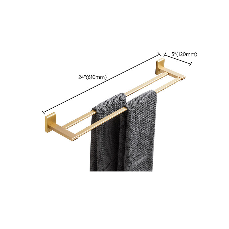 Golden Modern 5-Piece Bathroom Accessory Set Brushed Brass Towel Bar/Paper Holder Clearhalo 'Bathroom Hardware Sets' 'Bathroom Hardware' 'Bathroom Remodel & Bathroom Fixtures' 'bathroom_hardware_sets' 'Home Improvement' 'home_improvement' 'home_improvement_bathroom_hardware_sets' 6588137