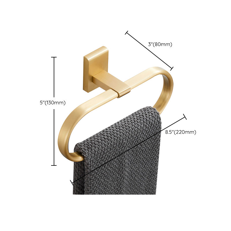 Golden Modern 5-Piece Bathroom Accessory Set Brushed Brass Towel Bar/Paper Holder Clearhalo 'Bathroom Hardware Sets' 'Bathroom Hardware' 'Bathroom Remodel & Bathroom Fixtures' 'bathroom_hardware_sets' 'Home Improvement' 'home_improvement' 'home_improvement_bathroom_hardware_sets' 6588140