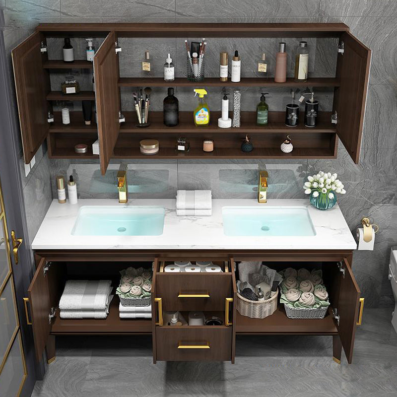 Bathroom Vanity Set Single Sink LED Mirror Sink Vanity with Faucet Clearhalo 'Bathroom Remodel & Bathroom Fixtures' 'Bathroom Vanities' 'bathroom_vanities' 'Home Improvement' 'home_improvement' 'home_improvement_bathroom_vanities' 6588151