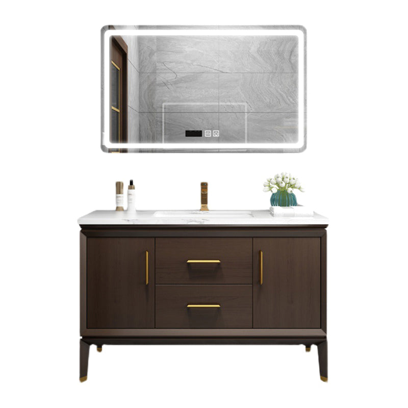 Bathroom Vanity Set Single Sink LED Mirror Sink Vanity with Faucet Clearhalo 'Bathroom Remodel & Bathroom Fixtures' 'Bathroom Vanities' 'bathroom_vanities' 'Home Improvement' 'home_improvement' 'home_improvement_bathroom_vanities' 6588153