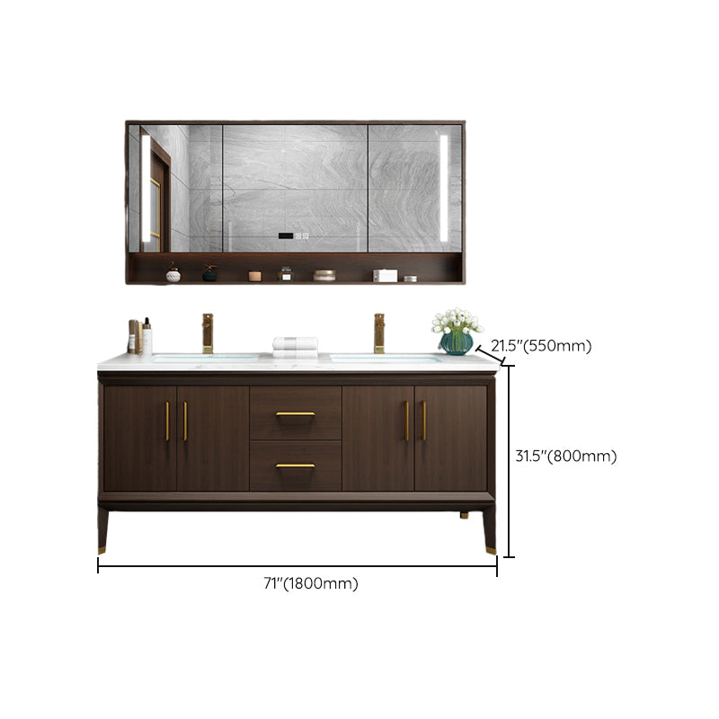 Bathroom Vanity Set Single Sink LED Mirror Sink Vanity with Faucet Clearhalo 'Bathroom Remodel & Bathroom Fixtures' 'Bathroom Vanities' 'bathroom_vanities' 'Home Improvement' 'home_improvement' 'home_improvement_bathroom_vanities' 6588177