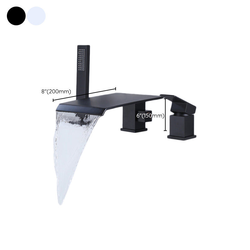 Contemporary Deck Mounted Copper Roman Tub Faucet Low Arc Roman Tub Faucet Set Clearhalo 'Bathroom Remodel & Bathroom Fixtures' 'Bathtub Faucets' 'bathtub_faucets' 'Home Improvement' 'home_improvement' 'home_improvement_bathtub_faucets' 6588243