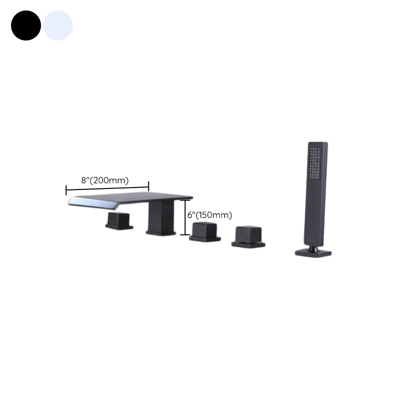 Contemporary Deck Mounted Copper Roman Tub Faucet Low Arc Roman Tub Faucet Set Clearhalo 'Bathroom Remodel & Bathroom Fixtures' 'Bathtub Faucets' 'bathtub_faucets' 'Home Improvement' 'home_improvement' 'home_improvement_bathtub_faucets' 6588247