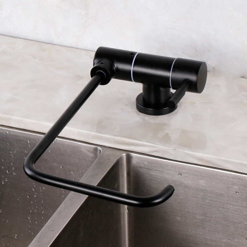 Modern Kitchen Faucet 1-Handle Bar Faucet without Soap Dispenser Black 7 Shape Right Clearhalo 'Home Improvement' 'home_improvement' 'home_improvement_kitchen_faucets' 'Kitchen Faucets' 'Kitchen Remodel & Kitchen Fixtures' 'Kitchen Sinks & Faucet Components' 'kitchen_faucets' 6588253