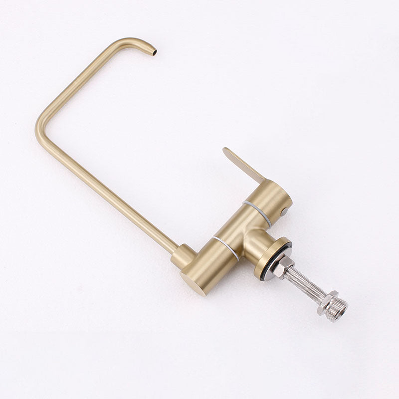 Modern Kitchen Faucet 1-Handle Bar Faucet without Soap Dispenser Gold 7 Shape Right Clearhalo 'Home Improvement' 'home_improvement' 'home_improvement_kitchen_faucets' 'Kitchen Faucets' 'Kitchen Remodel & Kitchen Fixtures' 'Kitchen Sinks & Faucet Components' 'kitchen_faucets' 6588258