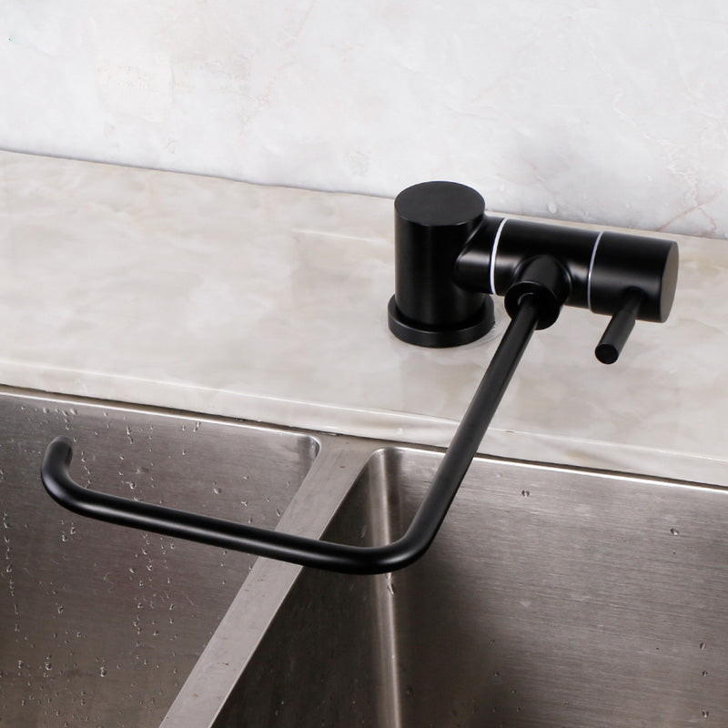 Modern Kitchen Faucet 1-Handle Bar Faucet without Soap Dispenser Black 7 Shape Left Clearhalo 'Home Improvement' 'home_improvement' 'home_improvement_kitchen_faucets' 'Kitchen Faucets' 'Kitchen Remodel & Kitchen Fixtures' 'Kitchen Sinks & Faucet Components' 'kitchen_faucets' 6588260