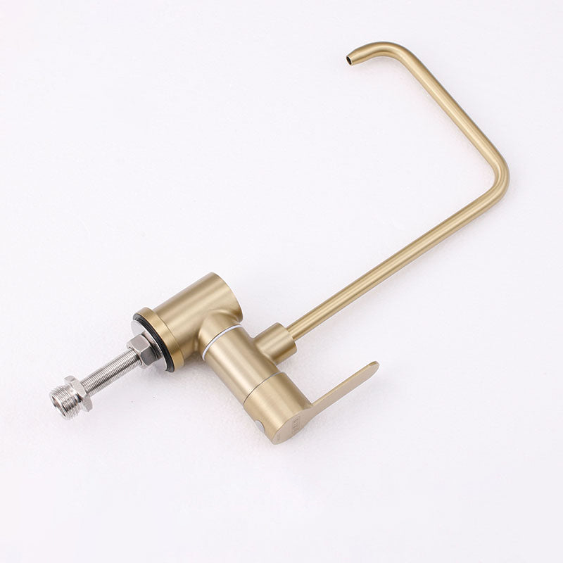 Modern Kitchen Faucet 1-Handle Bar Faucet without Soap Dispenser Gold 7 Shape Left Clearhalo 'Home Improvement' 'home_improvement' 'home_improvement_kitchen_faucets' 'Kitchen Faucets' 'Kitchen Remodel & Kitchen Fixtures' 'Kitchen Sinks & Faucet Components' 'kitchen_faucets' 6588263