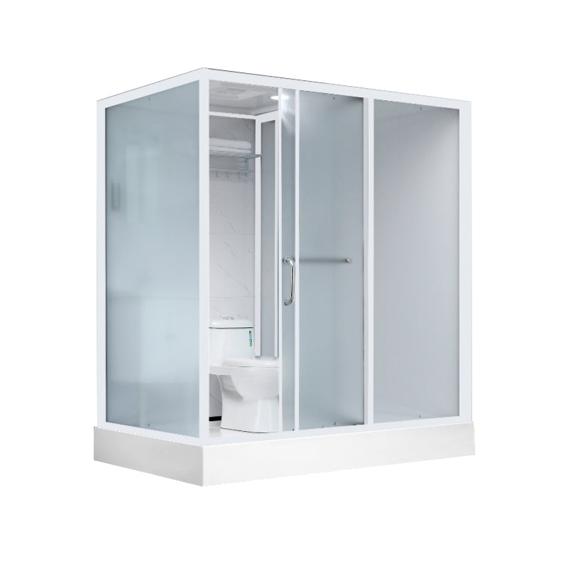 Shower Stall Semi-Frameless Single Sliding Black Rectangle Shower Stall Clearhalo 'Bathroom Remodel & Bathroom Fixtures' 'Home Improvement' 'home_improvement' 'home_improvement_shower_stalls_enclosures' 'Shower Stalls & Enclosures' 'shower_stalls_enclosures' 'Showers & Bathtubs' 6588285