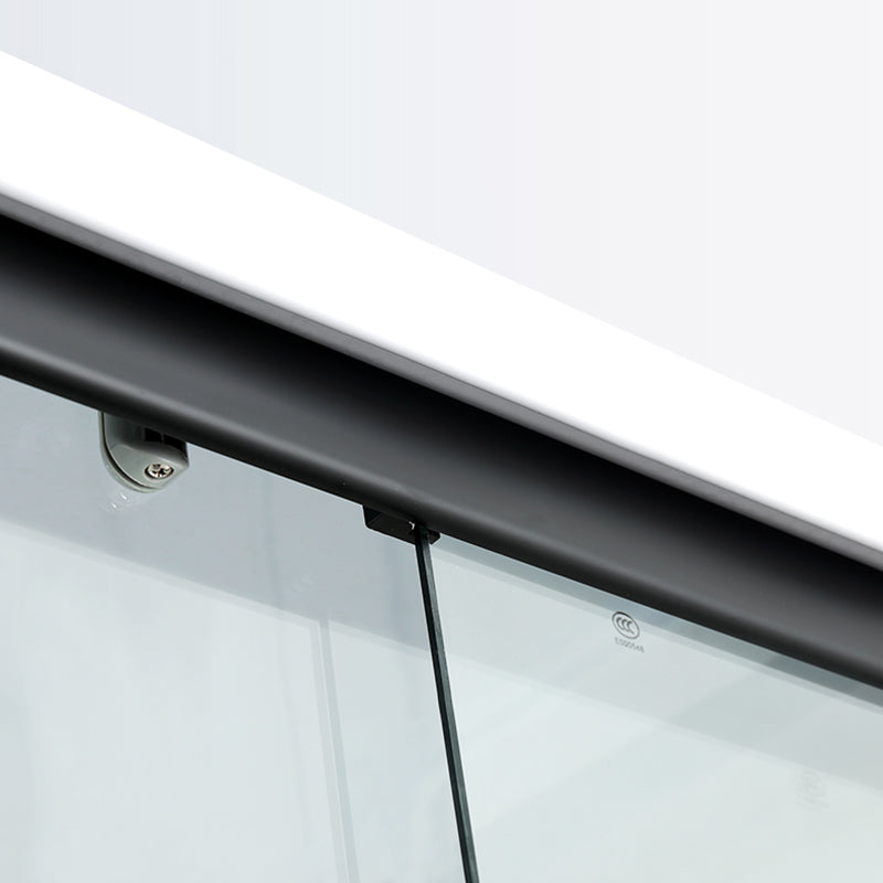 Shower Stall Semi-Frameless Single Sliding Black Rectangle Shower Stall Clearhalo 'Bathroom Remodel & Bathroom Fixtures' 'Home Improvement' 'home_improvement' 'home_improvement_shower_stalls_enclosures' 'Shower Stalls & Enclosures' 'shower_stalls_enclosures' 'Showers & Bathtubs' 6588290