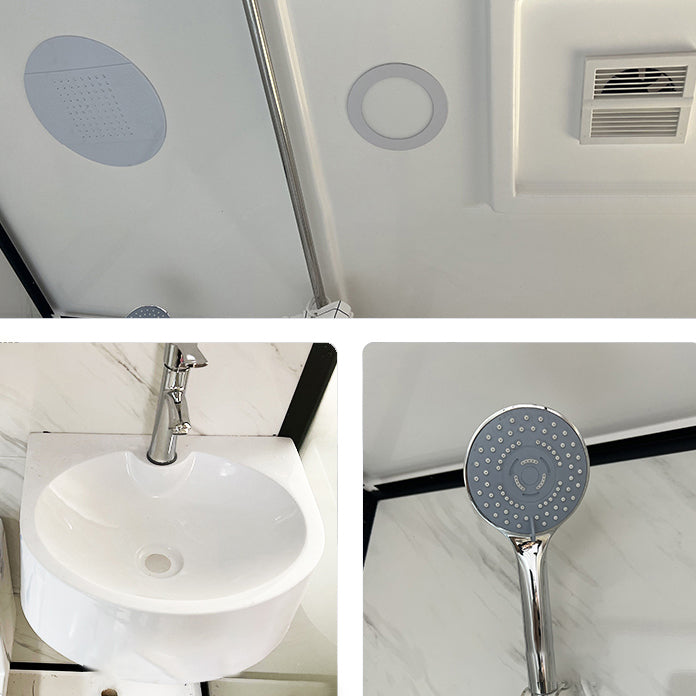 Shower Stall Semi-Frameless Single Sliding Black Rectangle Shower Stall Clearhalo 'Bathroom Remodel & Bathroom Fixtures' 'Home Improvement' 'home_improvement' 'home_improvement_shower_stalls_enclosures' 'Shower Stalls & Enclosures' 'shower_stalls_enclosures' 'Showers & Bathtubs' 6588296