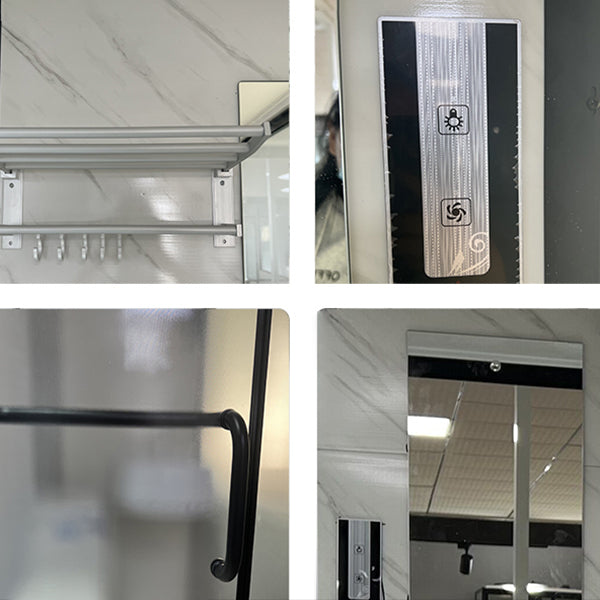 Shower Stall Semi-Frameless Single Sliding Black Rectangle Shower Stall Clearhalo 'Bathroom Remodel & Bathroom Fixtures' 'Home Improvement' 'home_improvement' 'home_improvement_shower_stalls_enclosures' 'Shower Stalls & Enclosures' 'shower_stalls_enclosures' 'Showers & Bathtubs' 6588297