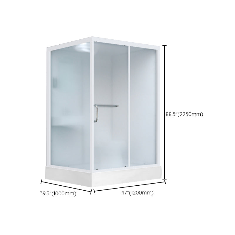 Shower Stall Semi-Frameless Single Sliding Black Rectangle Shower Stall Clearhalo 'Bathroom Remodel & Bathroom Fixtures' 'Home Improvement' 'home_improvement' 'home_improvement_shower_stalls_enclosures' 'Shower Stalls & Enclosures' 'shower_stalls_enclosures' 'Showers & Bathtubs' 6588303