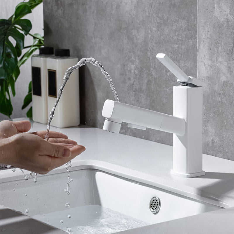 Lever Handle Faucet Pull-out Vessel Sink Faucet with Swivel Spout Clearhalo 'Bathroom Remodel & Bathroom Fixtures' 'Bathroom Sink Faucets' 'Bathroom Sinks & Faucet Components' 'bathroom_sink_faucets' 'Home Improvement' 'home_improvement' 'home_improvement_bathroom_sink_faucets' 6594968