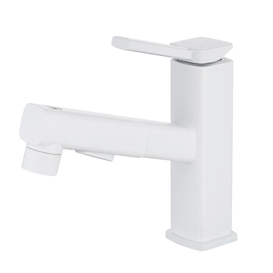 Lever Handle Faucet Pull-out Vessel Sink Faucet with Swivel Spout Clearhalo 'Bathroom Remodel & Bathroom Fixtures' 'Bathroom Sink Faucets' 'Bathroom Sinks & Faucet Components' 'bathroom_sink_faucets' 'Home Improvement' 'home_improvement' 'home_improvement_bathroom_sink_faucets' 6594969