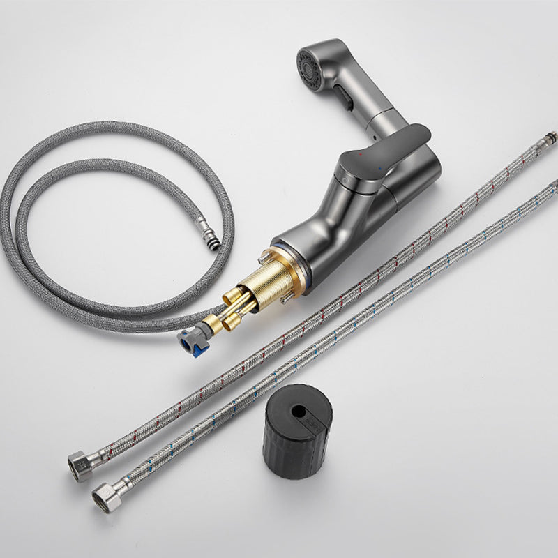 Pull-out Vessel Faucet Contemporary Sink Faucet with One Lever Handle Clearhalo 'Bathroom Remodel & Bathroom Fixtures' 'Bathroom Sink Faucets' 'Bathroom Sinks & Faucet Components' 'bathroom_sink_faucets' 'Home Improvement' 'home_improvement' 'home_improvement_bathroom_sink_faucets' 6594988