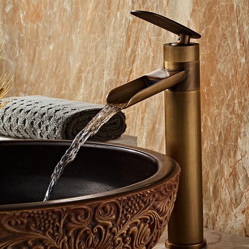 Farmhouse Style Faucet Single Lever Handle Faucet for Bathroom Bronze 11.8" Clearhalo 'Bathroom Remodel & Bathroom Fixtures' 'Bathroom Sink Faucets' 'Bathroom Sinks & Faucet Components' 'bathroom_sink_faucets' 'Home Improvement' 'home_improvement' 'home_improvement_bathroom_sink_faucets' 6595004