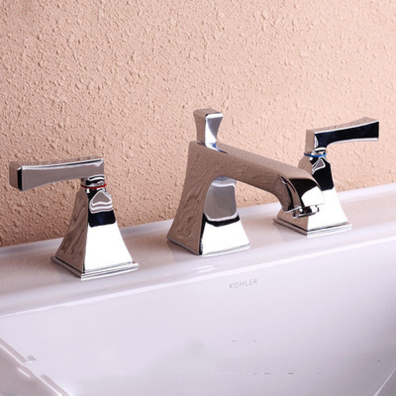 Double Handle Vanity Sink Faucet Brass 3 Hole Bathroom Faucet with Hot and Cold Indication Silver Clearhalo 'Bathroom Remodel & Bathroom Fixtures' 'Bathroom Sink Faucets' 'Bathroom Sinks & Faucet Components' 'bathroom_sink_faucets' 'Home Improvement' 'home_improvement' 'home_improvement_bathroom_sink_faucets' 6595030