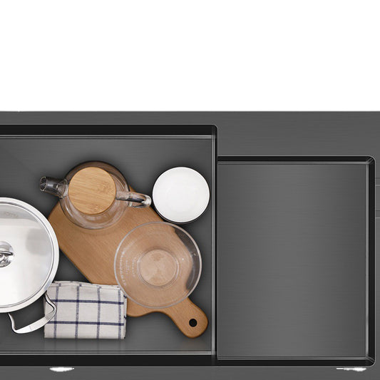 Black Stainless Steel Kitchen Sink 2 Holes Sink with Basket Strainer Clearhalo 'Home Improvement' 'home_improvement' 'home_improvement_kitchen_sinks' 'Kitchen Remodel & Kitchen Fixtures' 'Kitchen Sinks & Faucet Components' 'Kitchen Sinks' 'kitchen_sinks' 6595149