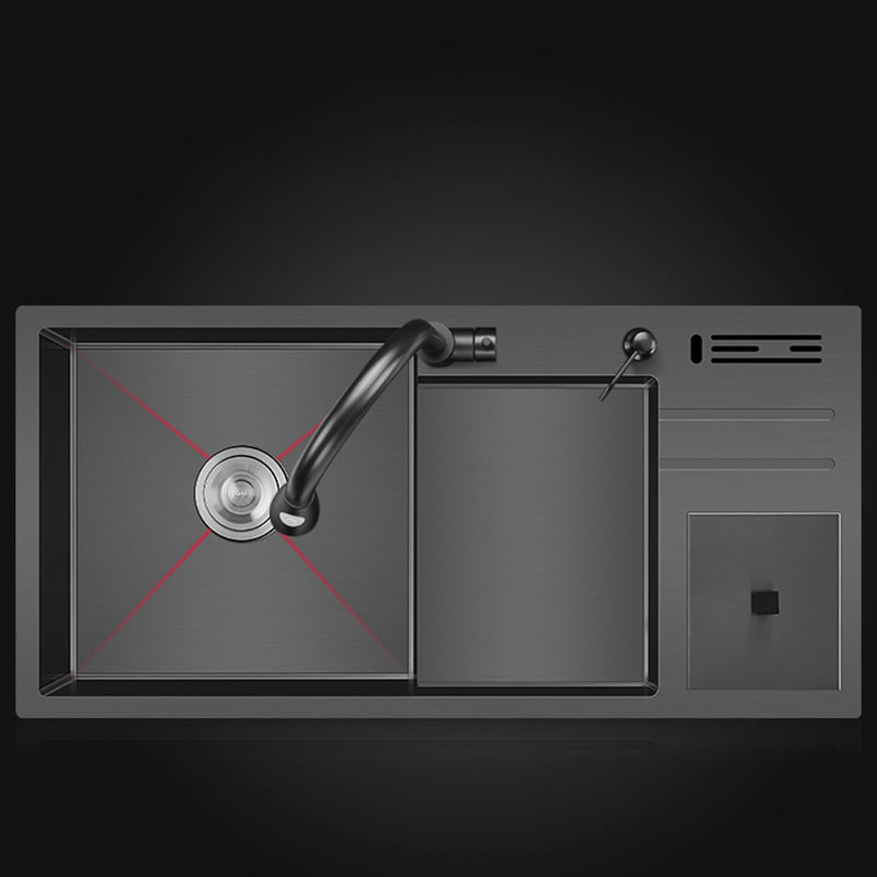 Black Stainless Steel Kitchen Sink 2 Holes Sink with Basket Strainer Clearhalo 'Home Improvement' 'home_improvement' 'home_improvement_kitchen_sinks' 'Kitchen Remodel & Kitchen Fixtures' 'Kitchen Sinks & Faucet Components' 'Kitchen Sinks' 'kitchen_sinks' 6595157