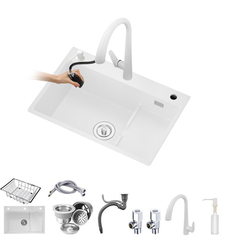 Modern Style Kitchen Sink Granite Kitchen Sink with Drain Assembly Sink with Faucet Pull Out Faucet Clearhalo 'Home Improvement' 'home_improvement' 'home_improvement_kitchen_sinks' 'Kitchen Remodel & Kitchen Fixtures' 'Kitchen Sinks & Faucet Components' 'Kitchen Sinks' 'kitchen_sinks' 6595162