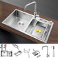 Contemporary Stainless Steel Kitchen Sink with Faucet Single Bowl Sink Sink with Faucet Gooseneck High Arc Clearhalo 'Home Improvement' 'home_improvement' 'home_improvement_kitchen_sinks' 'Kitchen Remodel & Kitchen Fixtures' 'Kitchen Sinks & Faucet Components' 'Kitchen Sinks' 'kitchen_sinks' 6595188
