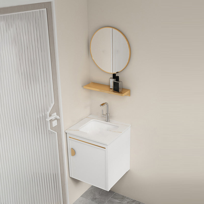 Gorgeous Sink Cabinet Free-standing Standard Space Saver Vanity with Mirror Vanity & Faucet & Mirrors 17"L x 16"W x 16"H Stone Clearhalo 'Bathroom Remodel & Bathroom Fixtures' 'Bathroom Vanities' 'bathroom_vanities' 'Home Improvement' 'home_improvement' 'home_improvement_bathroom_vanities' 6595210