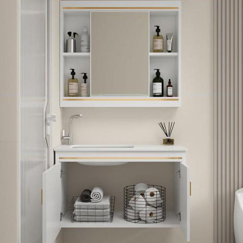 Gorgeous Sink Cabinet Free-standing Standard Space Saver Vanity with Mirror Clearhalo 'Bathroom Remodel & Bathroom Fixtures' 'Bathroom Vanities' 'bathroom_vanities' 'Home Improvement' 'home_improvement' 'home_improvement_bathroom_vanities' 6595222