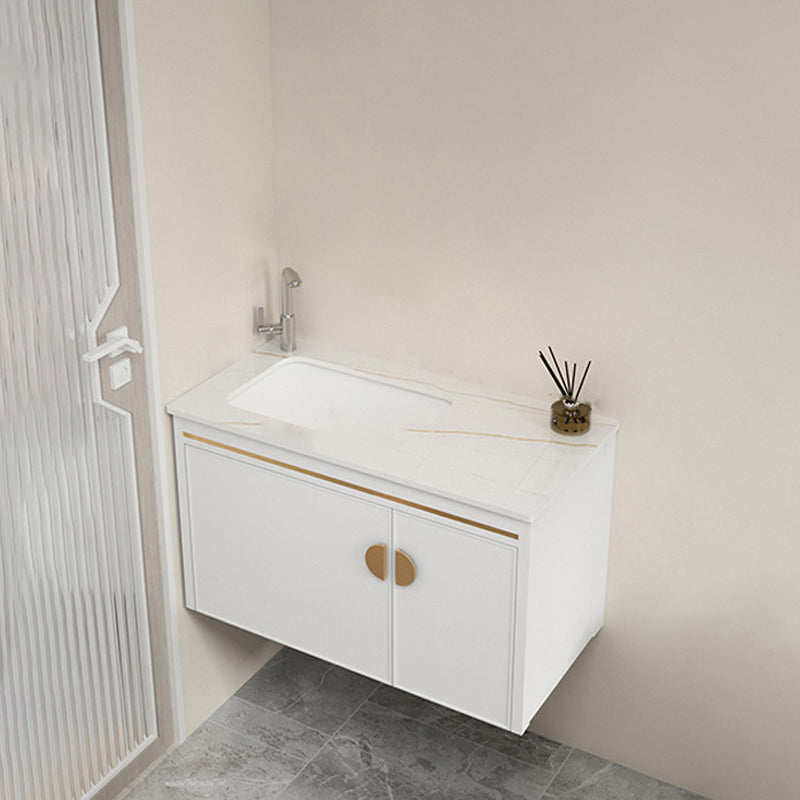 Gorgeous Sink Cabinet Free-standing Standard Space Saver Vanity with Mirror Vanity & Faucet 32"L x 16"W x 16"H Stone Clearhalo 'Bathroom Remodel & Bathroom Fixtures' 'Bathroom Vanities' 'bathroom_vanities' 'Home Improvement' 'home_improvement' 'home_improvement_bathroom_vanities' 6595238