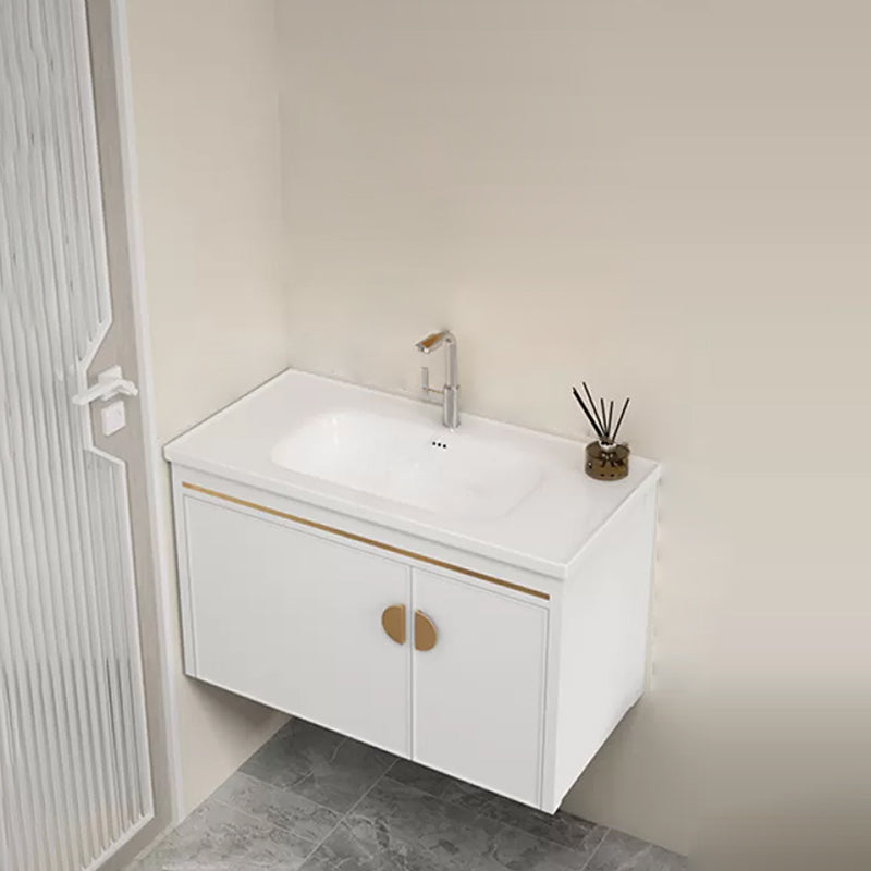 Gorgeous Sink Cabinet Free-standing Standard Space Saver Vanity with Mirror Vanity & Faucet 32"L x 16"W x 18"H Ceramic Clearhalo 'Bathroom Remodel & Bathroom Fixtures' 'Bathroom Vanities' 'bathroom_vanities' 'Home Improvement' 'home_improvement' 'home_improvement_bathroom_vanities' 6595247