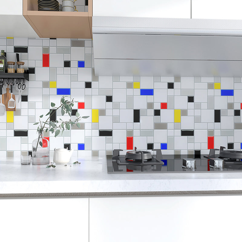 Modern Kitchen Backsplash Wallpaper Peel and Stick Single Tile Multi-Color 180-Piece Set Clearhalo 'Flooring 'Home Improvement' 'home_improvement' 'home_improvement_peel_stick_blacksplash' 'Peel & Stick Backsplash Tile' 'peel_stick_blacksplash' 'Walls & Ceilings' Walls and Ceiling' 6595618