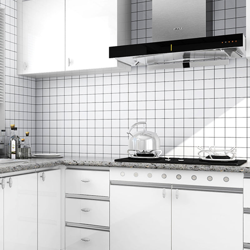 Modern Style Wallpaper Kitchen Single Tile Wallpaper with Rectangle Shape White Plaid 50-Piece Set Clearhalo 'Flooring 'Home Improvement' 'home_improvement' 'home_improvement_peel_stick_blacksplash' 'Peel & Stick Backsplash Tile' 'peel_stick_blacksplash' 'Walls & Ceilings' Walls and Ceiling' 6595654