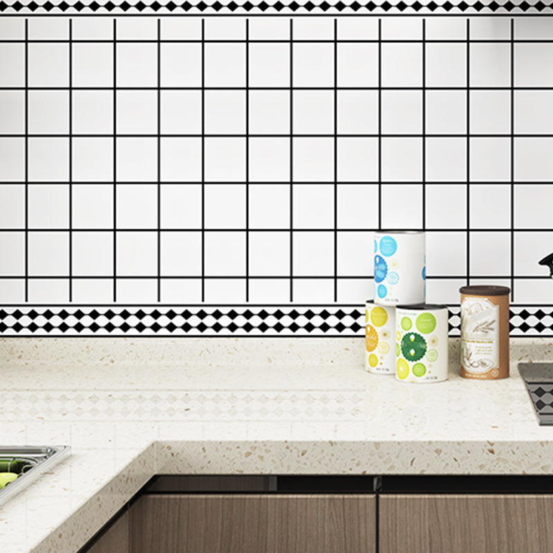 Modern Style Wallpaper Kitchen Single Tile Wallpaper with Rectangle Shape Black White 50-Piece Set Clearhalo 'Flooring 'Home Improvement' 'home_improvement' 'home_improvement_peel_stick_blacksplash' 'Peel & Stick Backsplash Tile' 'peel_stick_blacksplash' 'Walls & Ceilings' Walls and Ceiling' 6595657