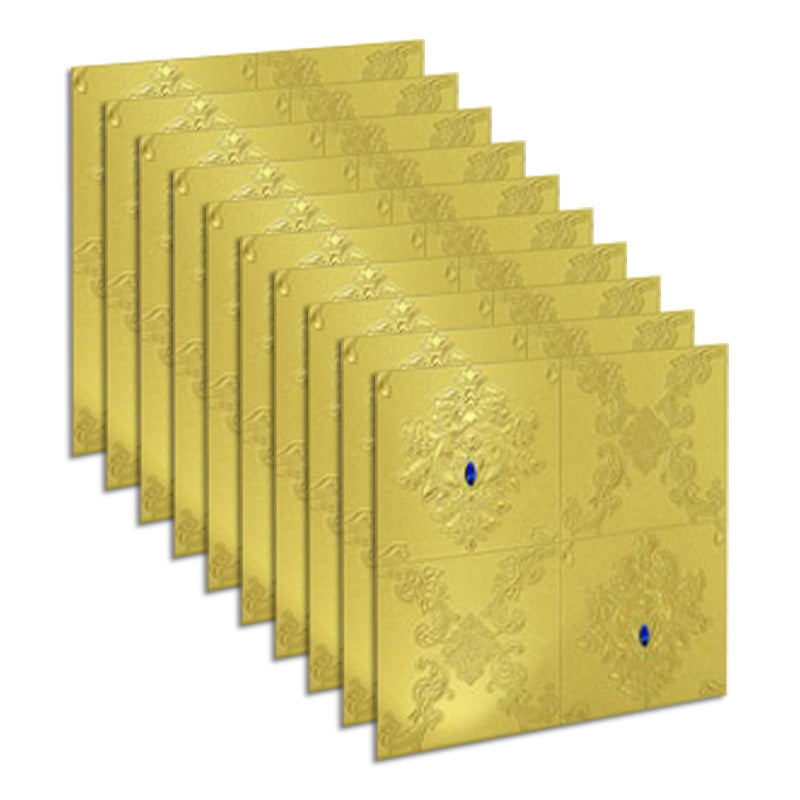 Glam Style Foam Wall Paneling Living Room 3D Embossed Waterproof Wall Paneling Gold Blue Clearhalo 'Flooring 'Home Improvement' 'home_improvement' 'home_improvement_wall_paneling' 'Wall Paneling' 'wall_paneling' 'Walls & Ceilings' Walls and Ceiling' 6595794