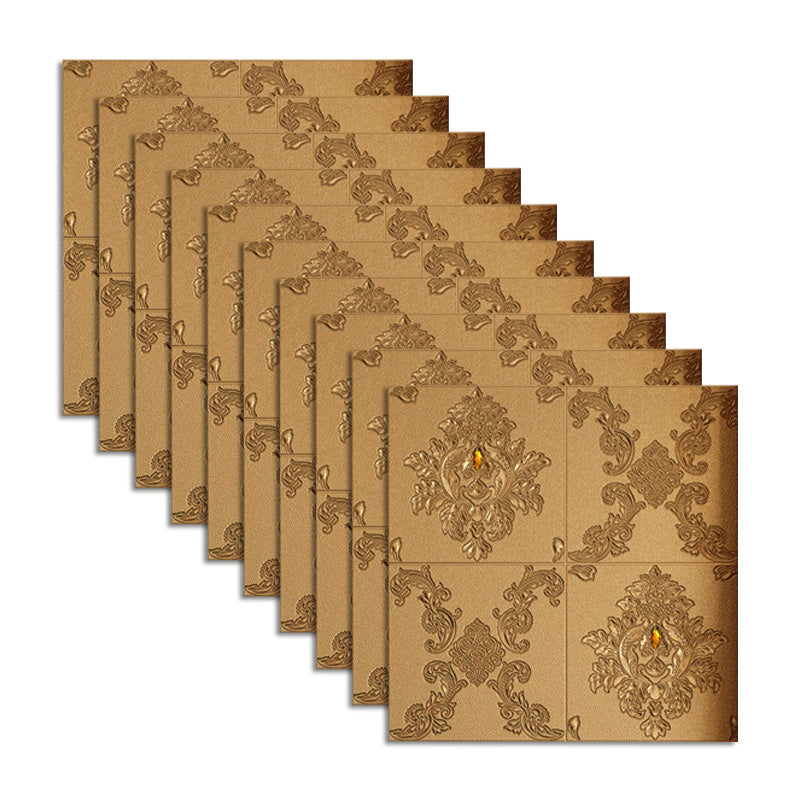 Glam Style Foam Wall Paneling Living Room 3D Embossed Waterproof Wall Paneling Brown Yellow Clearhalo 'Flooring 'Home Improvement' 'home_improvement' 'home_improvement_wall_paneling' 'Wall Paneling' 'wall_paneling' 'Walls & Ceilings' Walls and Ceiling' 6595807