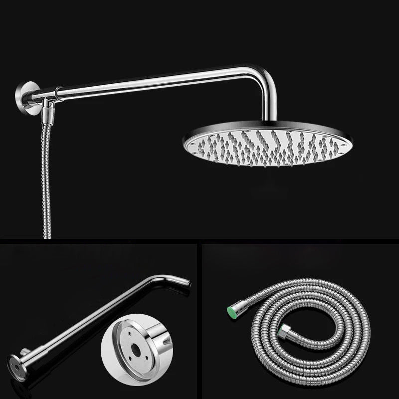 Contemporary Style Shower Head Bathroom Fixed Shower Head with Round and Square Shape Round Large Shower Head & Rail & Hose Clearhalo 'Bathroom Remodel & Bathroom Fixtures' 'Home Improvement' 'home_improvement' 'home_improvement_shower_heads' 'Shower Heads' 'shower_heads' 'Showers & Bathtubs Plumbing' 'Showers & Bathtubs' 6595847