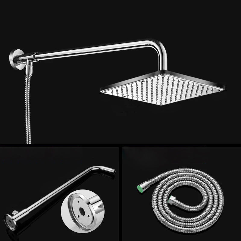 Contemporary Style Shower Head Bathroom Fixed Shower Head with Round and Square Shape 8"L x 8"W Square Large Shower Head & Rail & Hose Clearhalo 'Bathroom Remodel & Bathroom Fixtures' 'Home Improvement' 'home_improvement' 'home_improvement_shower_heads' 'Shower Heads' 'shower_heads' 'Showers & Bathtubs Plumbing' 'Showers & Bathtubs' 6595854