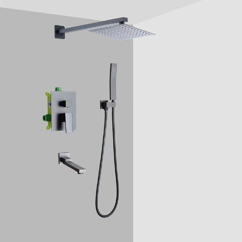 Shower System Wall Mounted Massage Jet Adjustable Spray Pattern Shower Trim Black 3 Temperature Control Clearhalo 'Bathroom Remodel & Bathroom Fixtures' 'Home Improvement' 'home_improvement' 'home_improvement_shower_faucets' 'Shower Faucets & Systems' 'shower_faucets' 'Showers & Bathtubs Plumbing' 'Showers & Bathtubs' 6595990