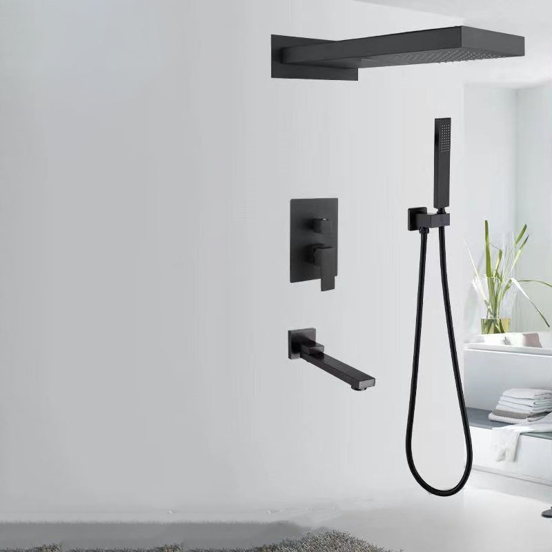 Shower System Wall Mounted Massage Jet Adjustable Spray Pattern Shower Trim Black 4 Hot Melt Clearhalo 'Bathroom Remodel & Bathroom Fixtures' 'Home Improvement' 'home_improvement' 'home_improvement_shower_faucets' 'Shower Faucets & Systems' 'shower_faucets' 'Showers & Bathtubs Plumbing' 'Showers & Bathtubs' 6595993