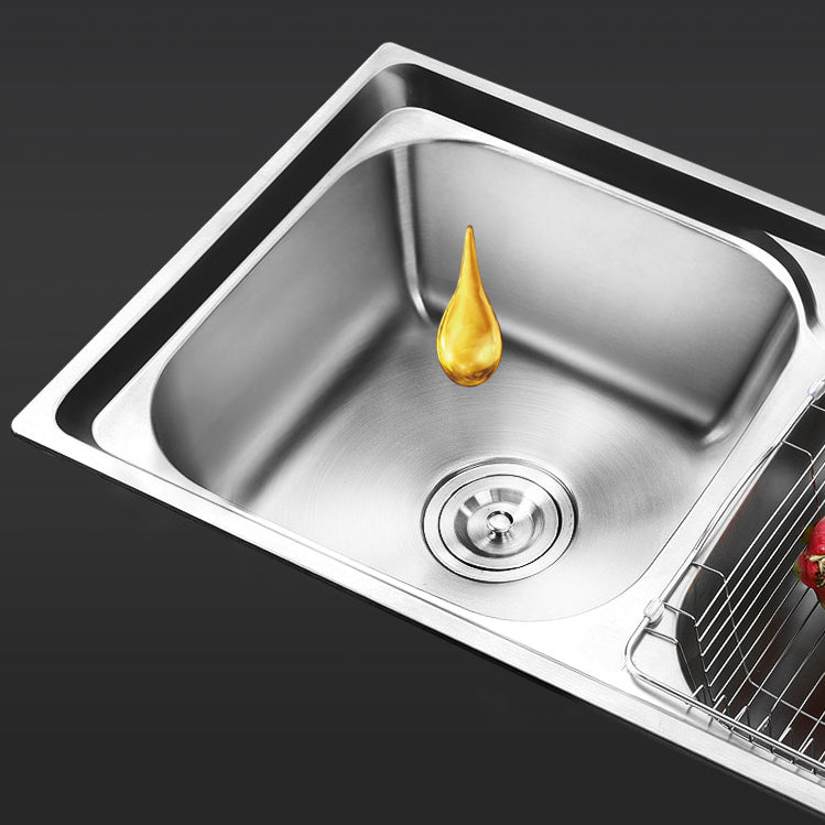 Rectangle 2 Holes Kitchen Sink with Basket Strainer Stainless Steel Double Basin Sink Clearhalo 'Home Improvement' 'home_improvement' 'home_improvement_kitchen_sinks' 'Kitchen Remodel & Kitchen Fixtures' 'Kitchen Sinks & Faucet Components' 'Kitchen Sinks' 'kitchen_sinks' 6597498