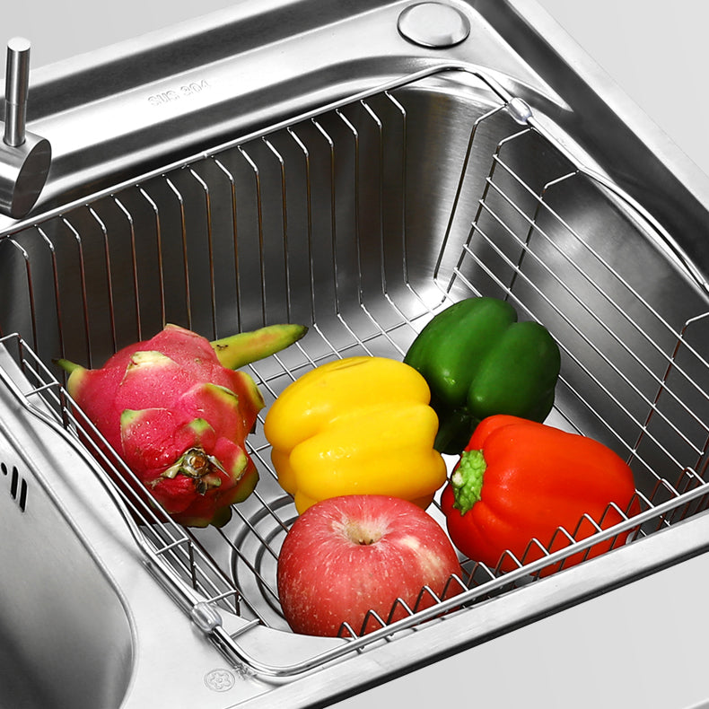 Rectangle 2 Holes Kitchen Sink with Basket Strainer Stainless Steel Double Basin Sink Clearhalo 'Home Improvement' 'home_improvement' 'home_improvement_kitchen_sinks' 'Kitchen Remodel & Kitchen Fixtures' 'Kitchen Sinks & Faucet Components' 'Kitchen Sinks' 'kitchen_sinks' 6597505