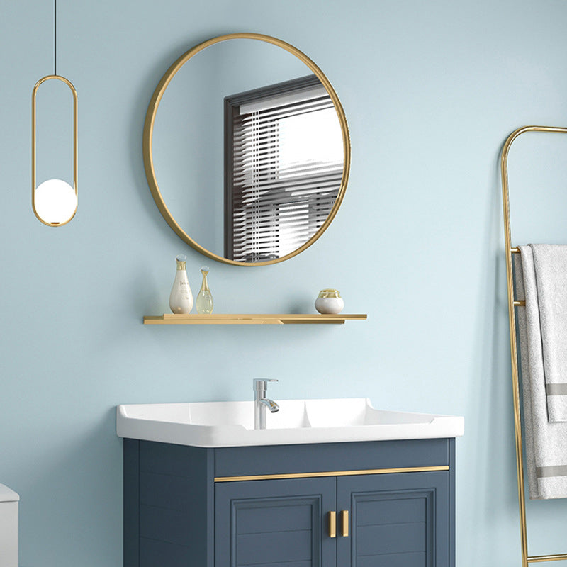 Blue Rectangle Vanity Set Metal Frame Wall-Mounted 2 Doors Mirror Single Sink Bath Vanity Clearhalo 'Bathroom Remodel & Bathroom Fixtures' 'Bathroom Vanities' 'bathroom_vanities' 'Home Improvement' 'home_improvement' 'home_improvement_bathroom_vanities' 6597906