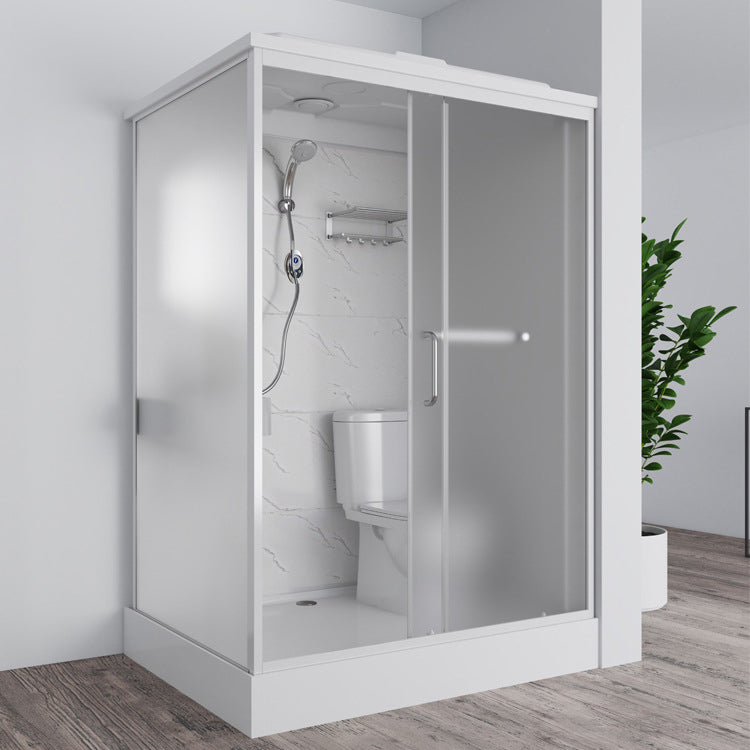 White Rectangle Shower Stall with Shower Base Tempered Glass Shower Stall Clearhalo 'Bathroom Remodel & Bathroom Fixtures' 'Home Improvement' 'home_improvement' 'home_improvement_shower_stalls_enclosures' 'Shower Stalls & Enclosures' 'shower_stalls_enclosures' 'Showers & Bathtubs' 6598010