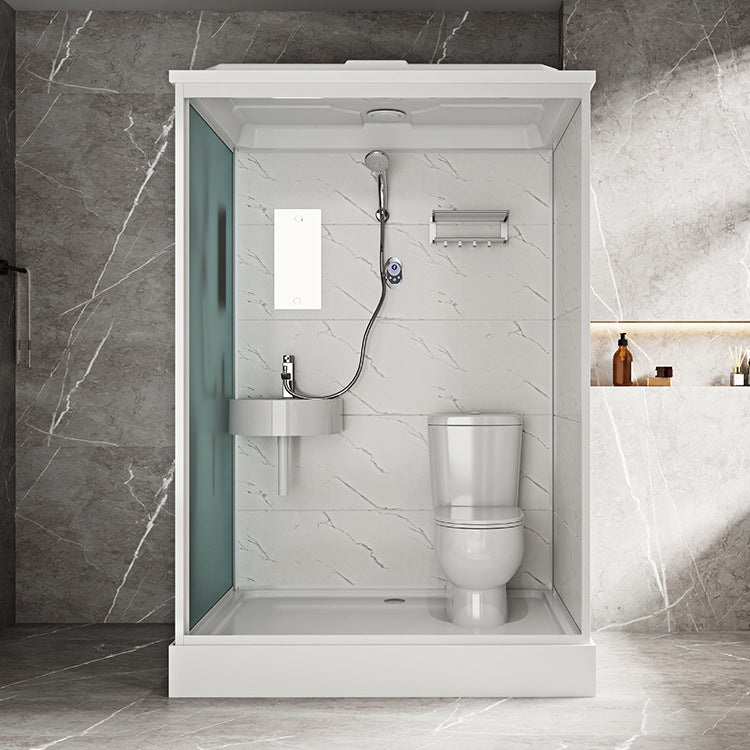 White Rectangle Shower Stall with Shower Base Tempered Glass Shower Stall 55"L x 43"W x 85"H Toilet Included Clearhalo 'Bathroom Remodel & Bathroom Fixtures' 'Home Improvement' 'home_improvement' 'home_improvement_shower_stalls_enclosures' 'Shower Stalls & Enclosures' 'shower_stalls_enclosures' 'Showers & Bathtubs' 6598012