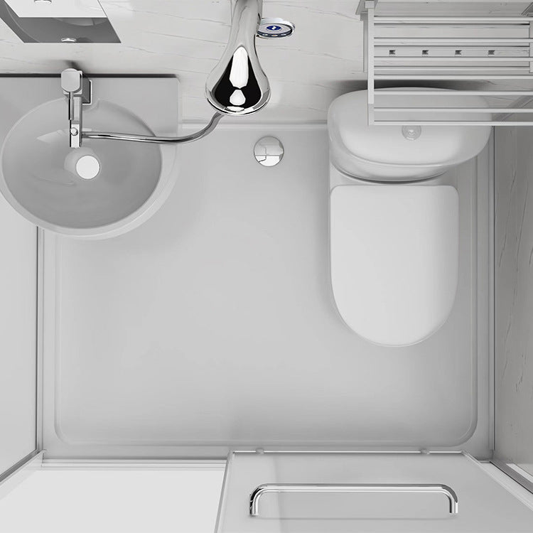 White Rectangle Shower Stall with Shower Base Tempered Glass Shower Stall Clearhalo 'Bathroom Remodel & Bathroom Fixtures' 'Home Improvement' 'home_improvement' 'home_improvement_shower_stalls_enclosures' 'Shower Stalls & Enclosures' 'shower_stalls_enclosures' 'Showers & Bathtubs' 6598013