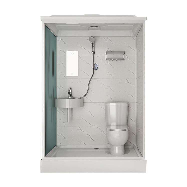 White Rectangle Shower Stall with Shower Base Tempered Glass Shower Stall Clearhalo 'Bathroom Remodel & Bathroom Fixtures' 'Home Improvement' 'home_improvement' 'home_improvement_shower_stalls_enclosures' 'Shower Stalls & Enclosures' 'shower_stalls_enclosures' 'Showers & Bathtubs' 6598014