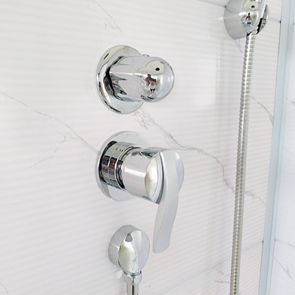 White Rectangle Shower Stall with Shower Base Tempered Glass Shower Stall Clearhalo 'Bathroom Remodel & Bathroom Fixtures' 'Home Improvement' 'home_improvement' 'home_improvement_shower_stalls_enclosures' 'Shower Stalls & Enclosures' 'shower_stalls_enclosures' 'Showers & Bathtubs' 6598015