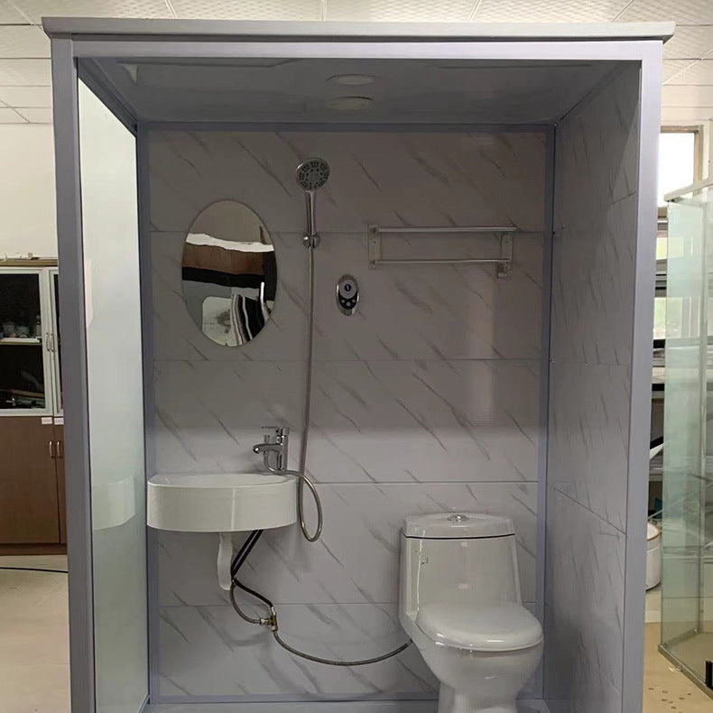 White Rectangle Shower Stall with Shower Base Tempered Glass Shower Stall Clearhalo 'Bathroom Remodel & Bathroom Fixtures' 'Home Improvement' 'home_improvement' 'home_improvement_shower_stalls_enclosures' 'Shower Stalls & Enclosures' 'shower_stalls_enclosures' 'Showers & Bathtubs' 6598020