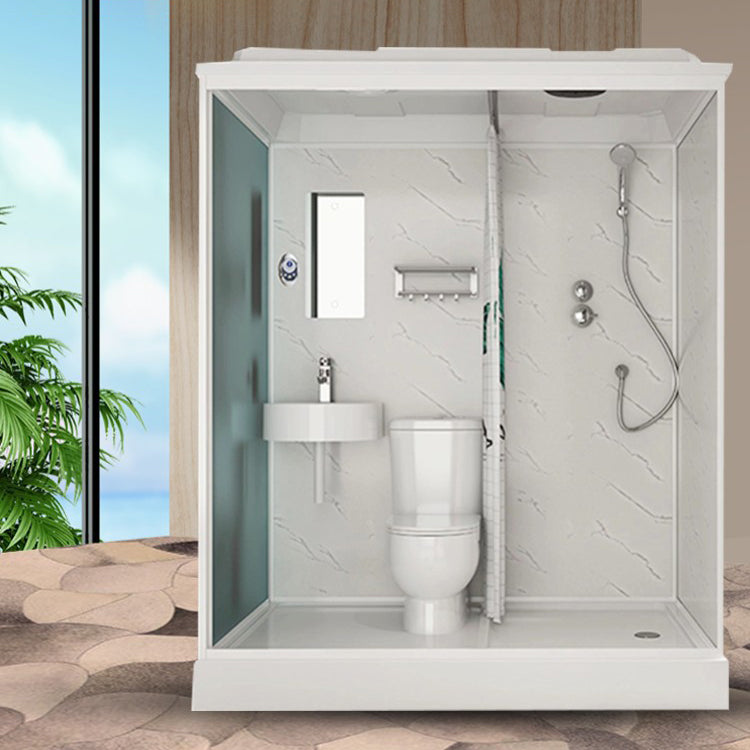 White Rectangle Shower Stall with Shower Base Tempered Glass Shower Stall Clearhalo 'Bathroom Remodel & Bathroom Fixtures' 'Home Improvement' 'home_improvement' 'home_improvement_shower_stalls_enclosures' 'Shower Stalls & Enclosures' 'shower_stalls_enclosures' 'Showers & Bathtubs' 6598021