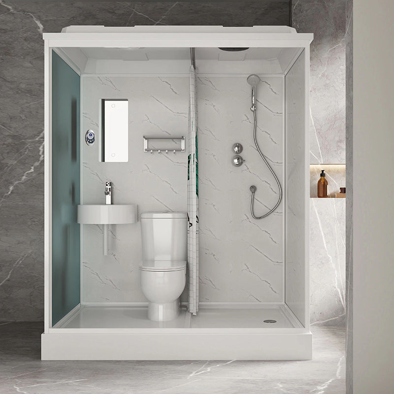 White Rectangle Shower Stall with Shower Base Tempered Glass Shower Stall 67"L x 47"W x 85"H Toilet Included Clearhalo 'Bathroom Remodel & Bathroom Fixtures' 'Home Improvement' 'home_improvement' 'home_improvement_shower_stalls_enclosures' 'Shower Stalls & Enclosures' 'shower_stalls_enclosures' 'Showers & Bathtubs' 6598024